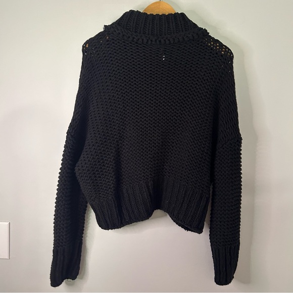 Free People My Only Sunshine Black Chunky Knit Sweater - Picture 5 of 6